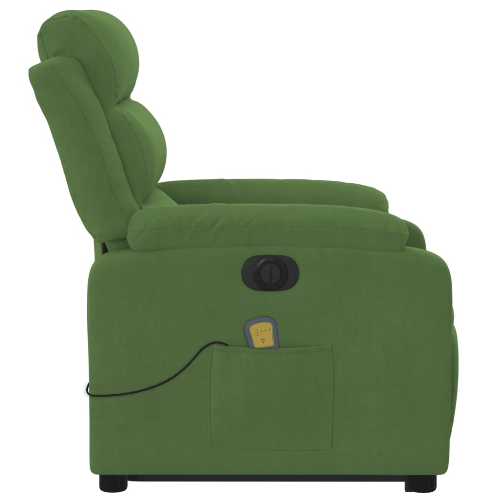 Poltrona Alzapersona Massaggi Elettrica Verde Chiaro Velluto