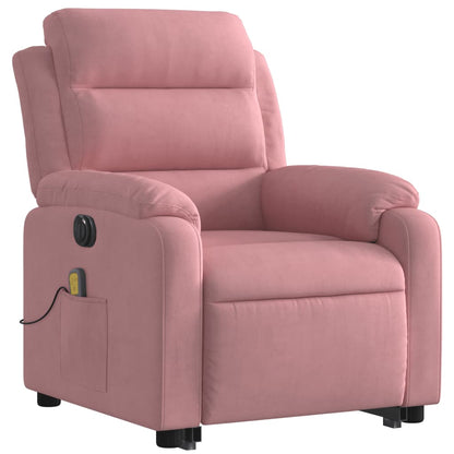 Poltrona Alzapersona Massaggi Elettrica Reclinante Rosa Velluto