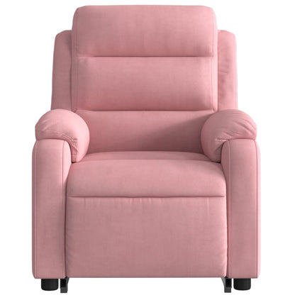 Poltrona Alzapersona Massaggi Elettrica Reclinante Rosa Velluto