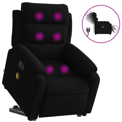 Poltrona Alzapersona Massaggi Elettrica Reclinante Nera Velluto | homemem39