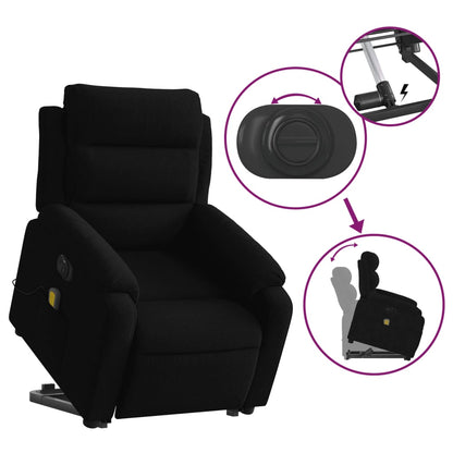 Poltrona Alzapersona Massaggi Elettrica Reclinante Nera Velluto | homemem39