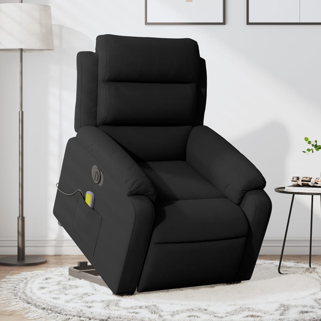 Poltrona Alzapersona Massaggi Elettrica Reclinante Nera Velluto | homemem39