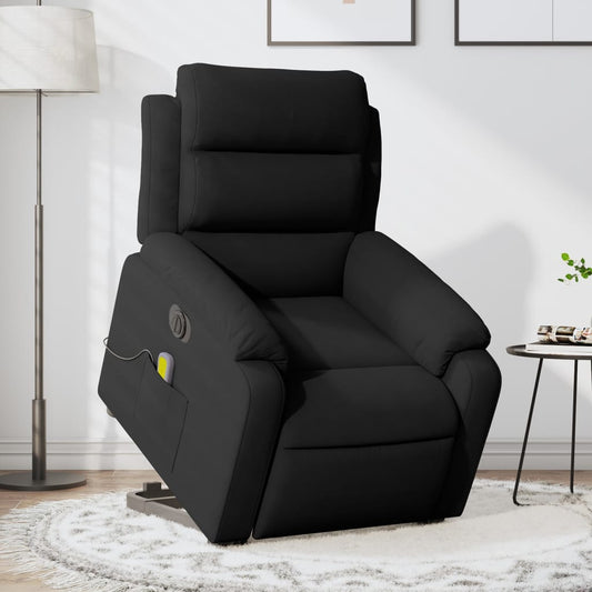 Poltrona Alzapersona Massaggi Elettrica Reclinante Nera Velluto | homemem39