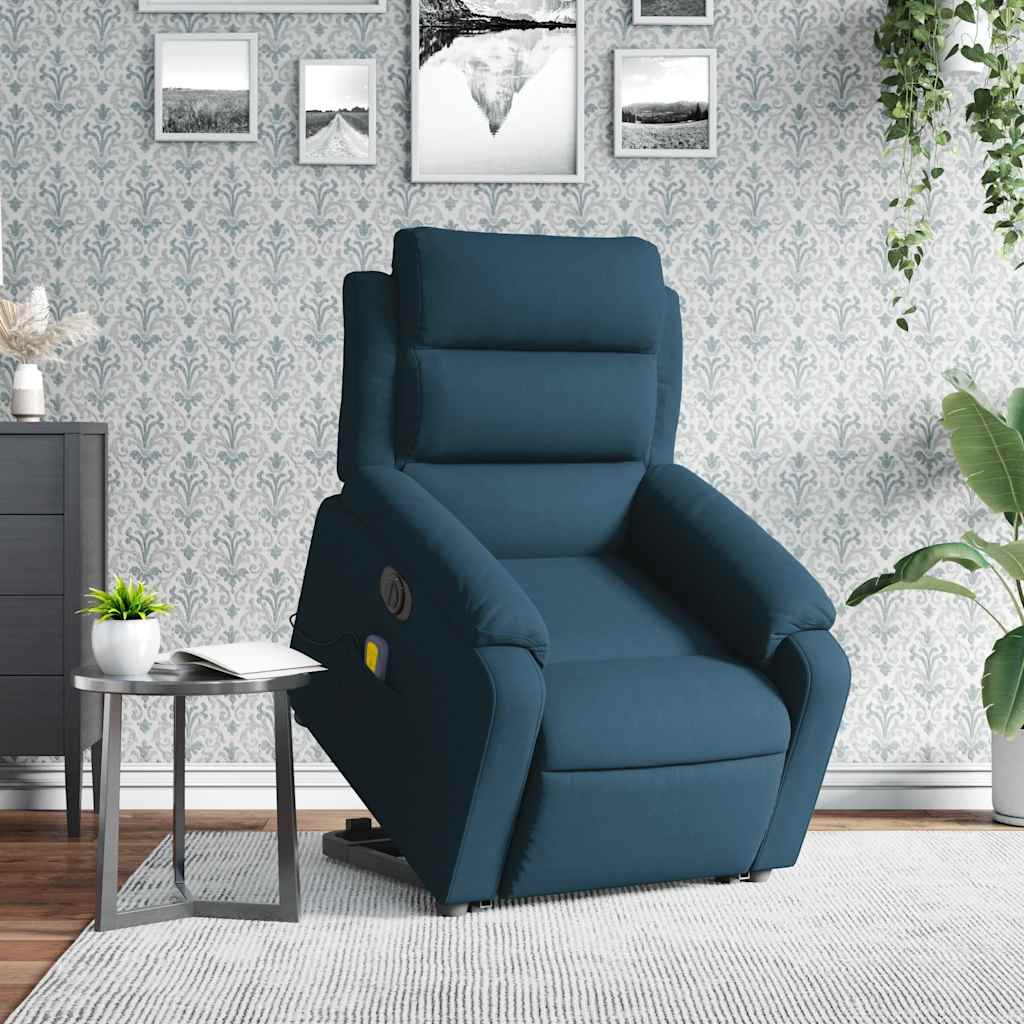 Poltrona Alzapersona Massaggi Elettrica Reclinabile Blu Velluto | homemem39