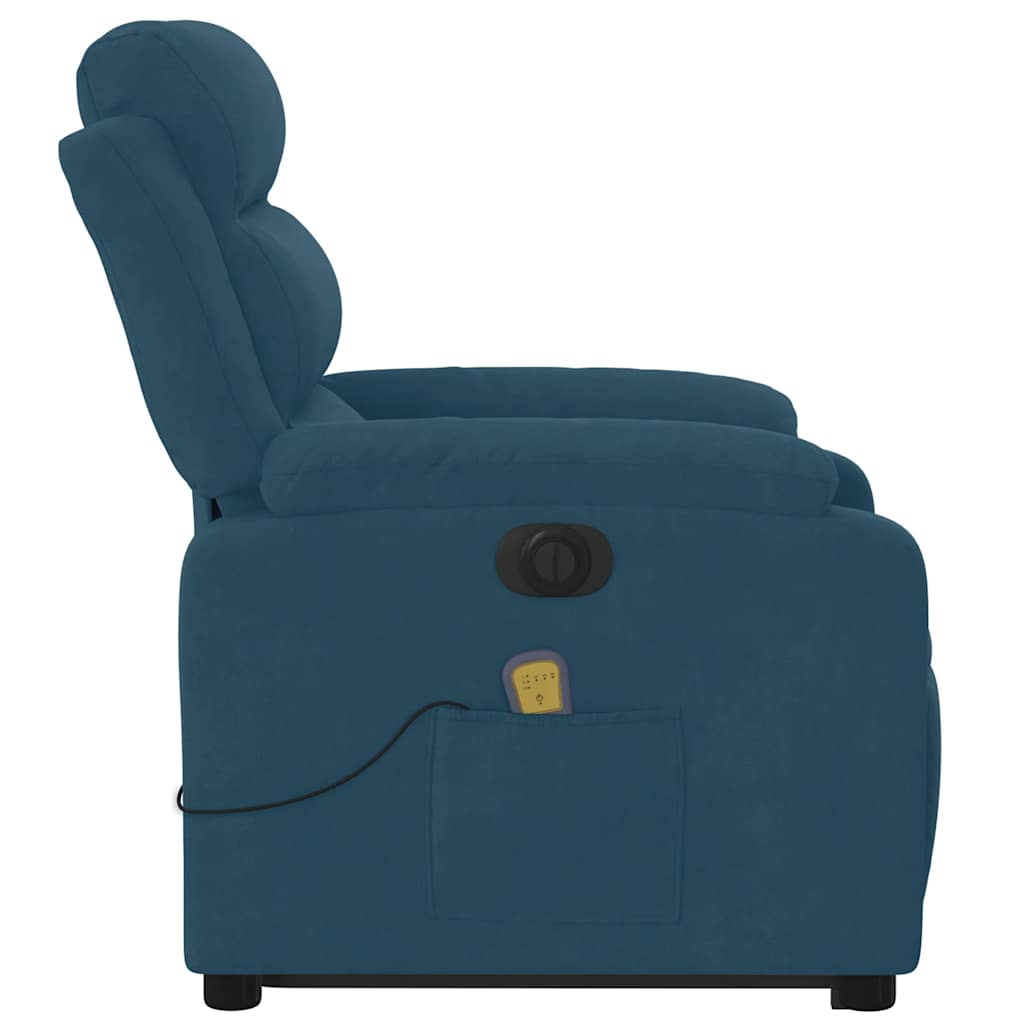 Poltrona Alzapersona Massaggi Elettrica Reclinabile Blu Velluto | homemem39