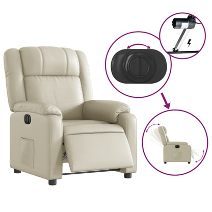 Poltrona Reclinabile Elettrica Crema in Similpelle - homemem39