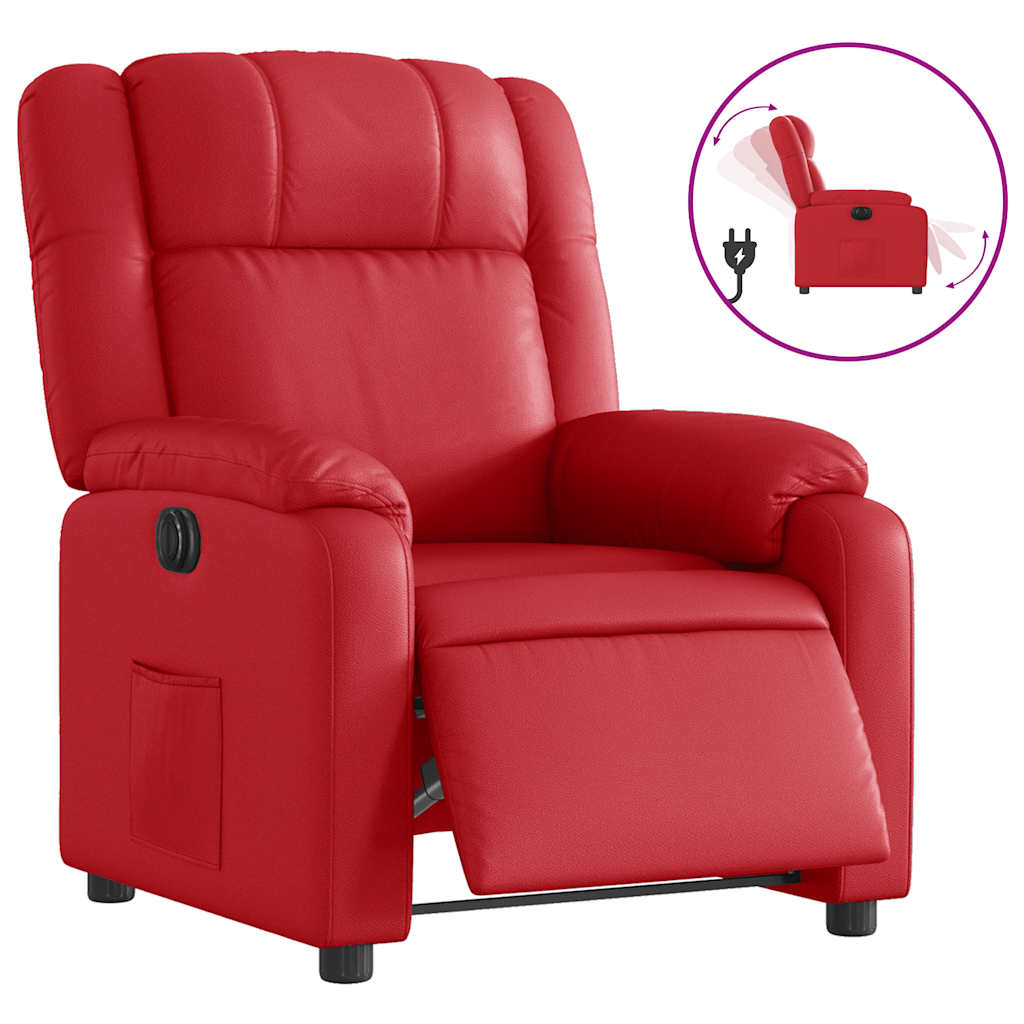 Poltrona Reclinabile Elettrica Rossa in Similpelle