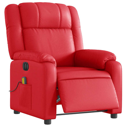 Poltrona Massaggio Elettrica Reclinabile Rosso Similpelle - homemem39