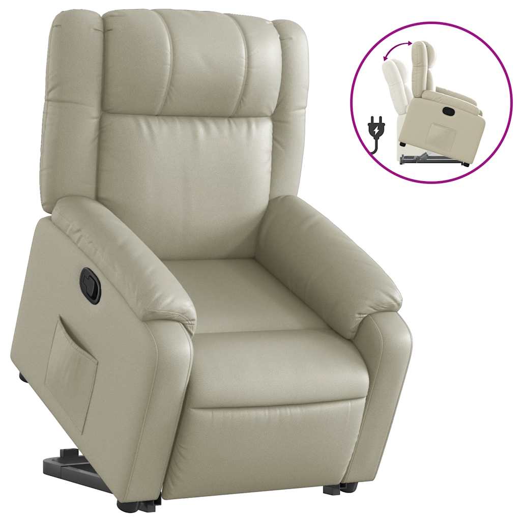Poltrona Alzapersona Reclinabile Crema in Similpelle | homemem39