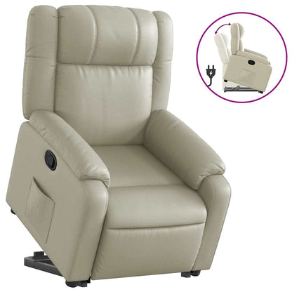 Poltrona Alzapersona Reclinabile Crema in Similpelle | homemem39