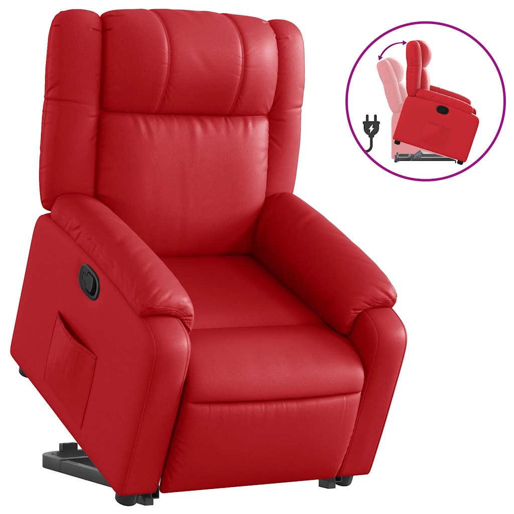 Poltrona Alzapersona Reclinabile Rosso in Similpelle