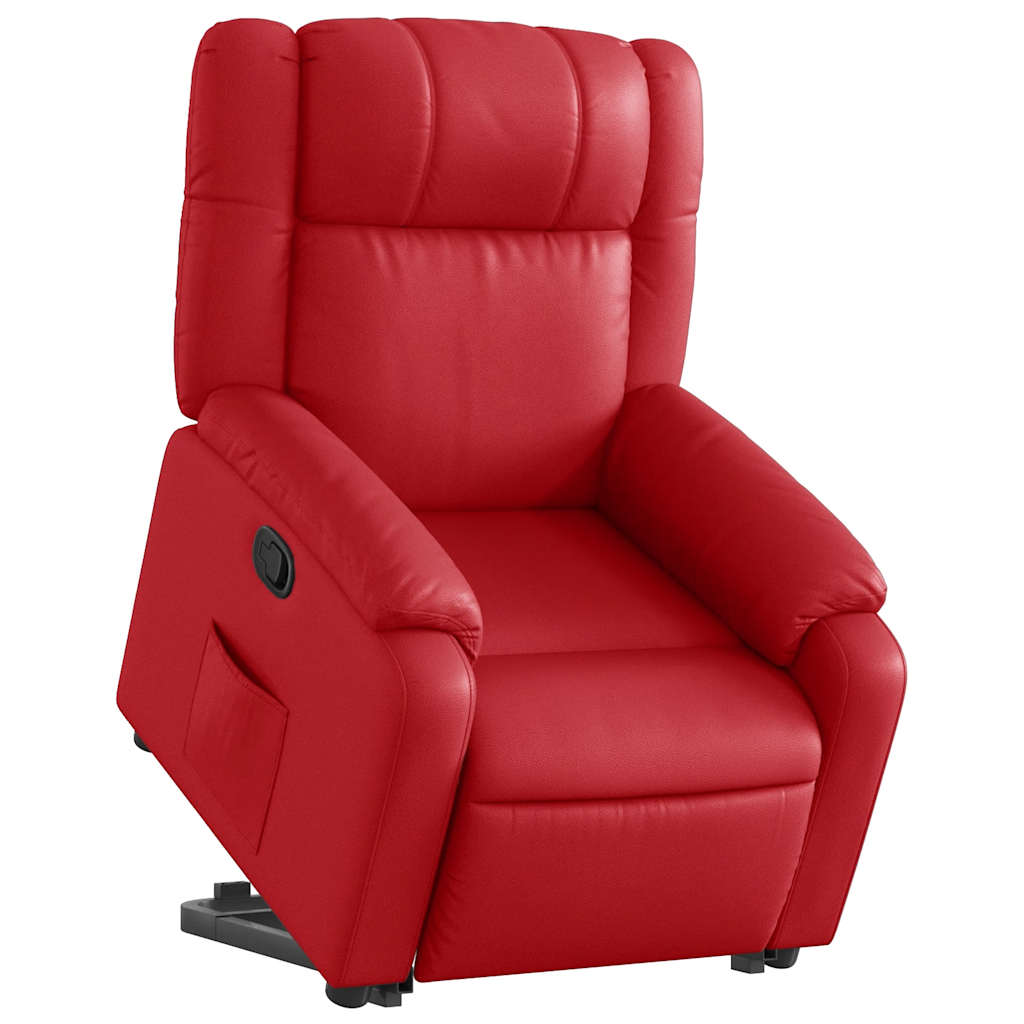 Poltrona Alzapersona Reclinabile Rosso in Similpelle