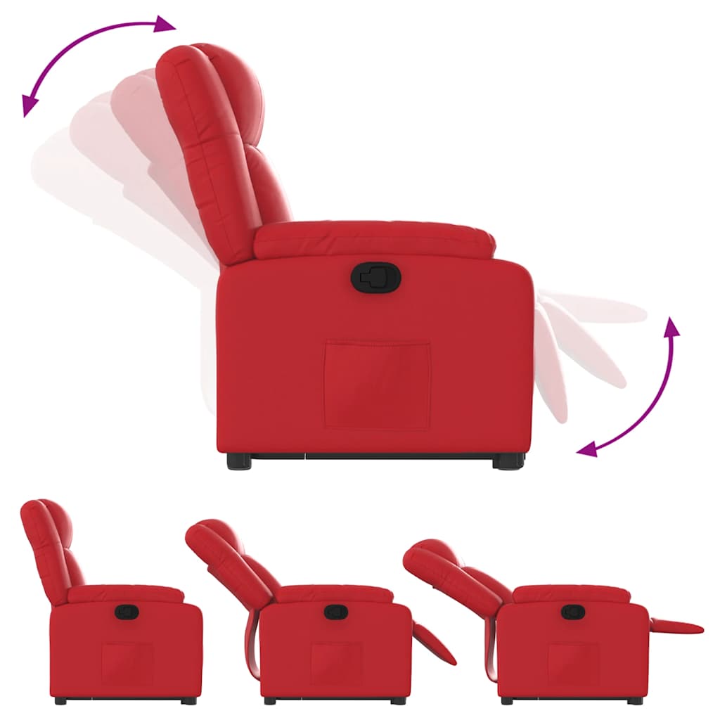 Poltrona Alzapersona Reclinabile Rosso in Similpelle