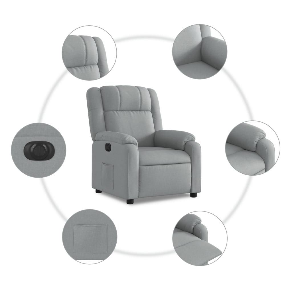 Poltrona Elettrica Reclinabile Grigio Chiaro in Tessuto | homemem39
