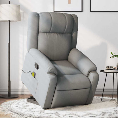 Poltrona Alzapersona Massaggi Reclinabile Grigio Chiaro Tessuto | homemem39