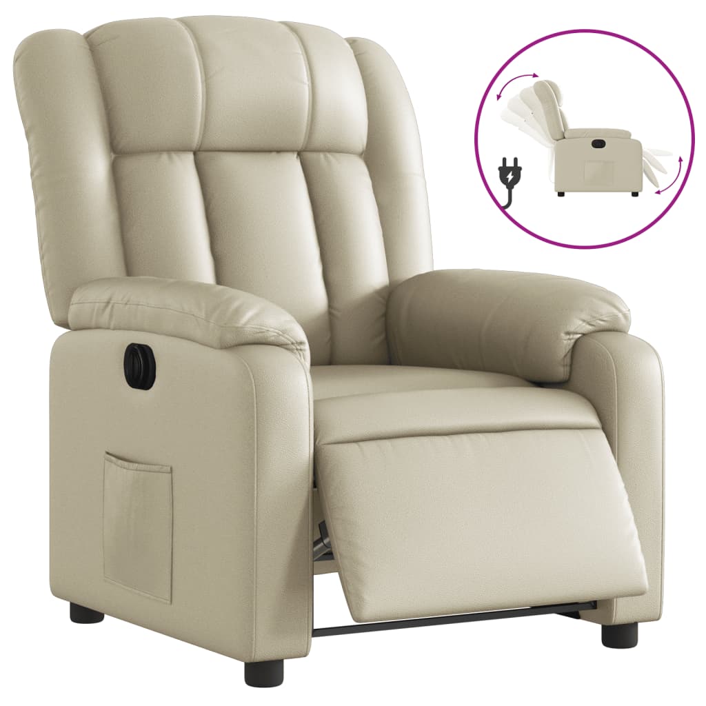 Poltrona Reclinabile Elettrica Crema in Similpelle | homemem39