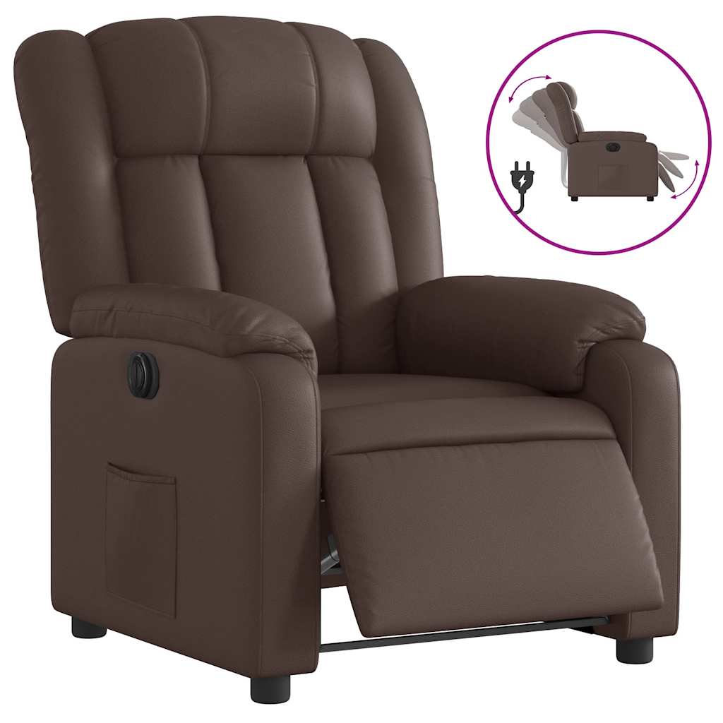 Poltrona Reclinabile Elettrica Marrone in Similpelle | homemem39