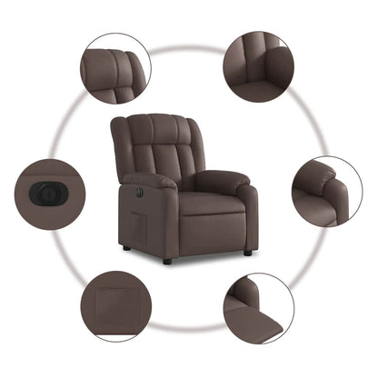 Poltrona Reclinabile Elettrica Marrone in Similpelle | homemem39