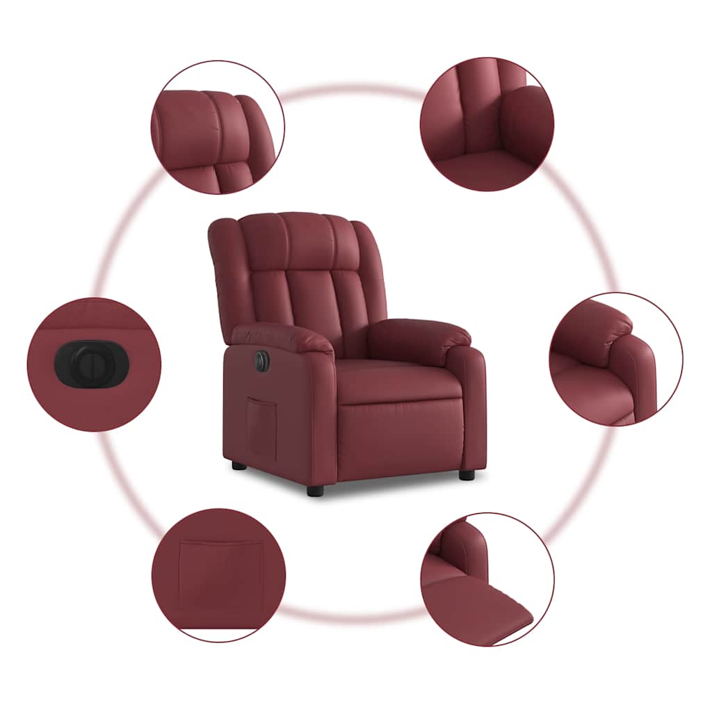 Poltrona Reclinabile Elettrica Rosso Vino in Similpelle | homemem39
