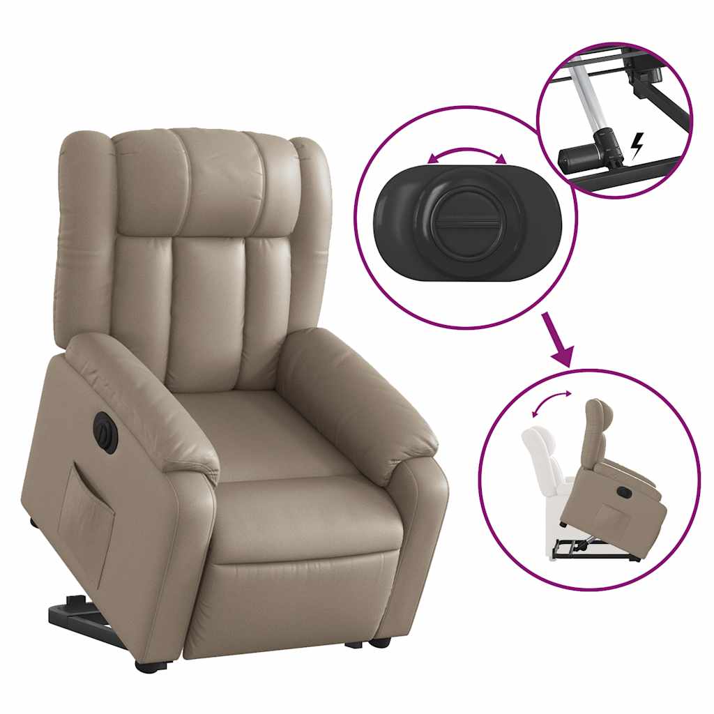 Poltrona Alzapersona Reclinante Elettrica Cappuccino Similpelle | homemem39