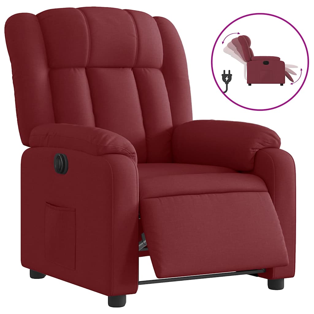 Poltrona Elettrica Reclinabile Rosso Vino in Tessuto | homemem39