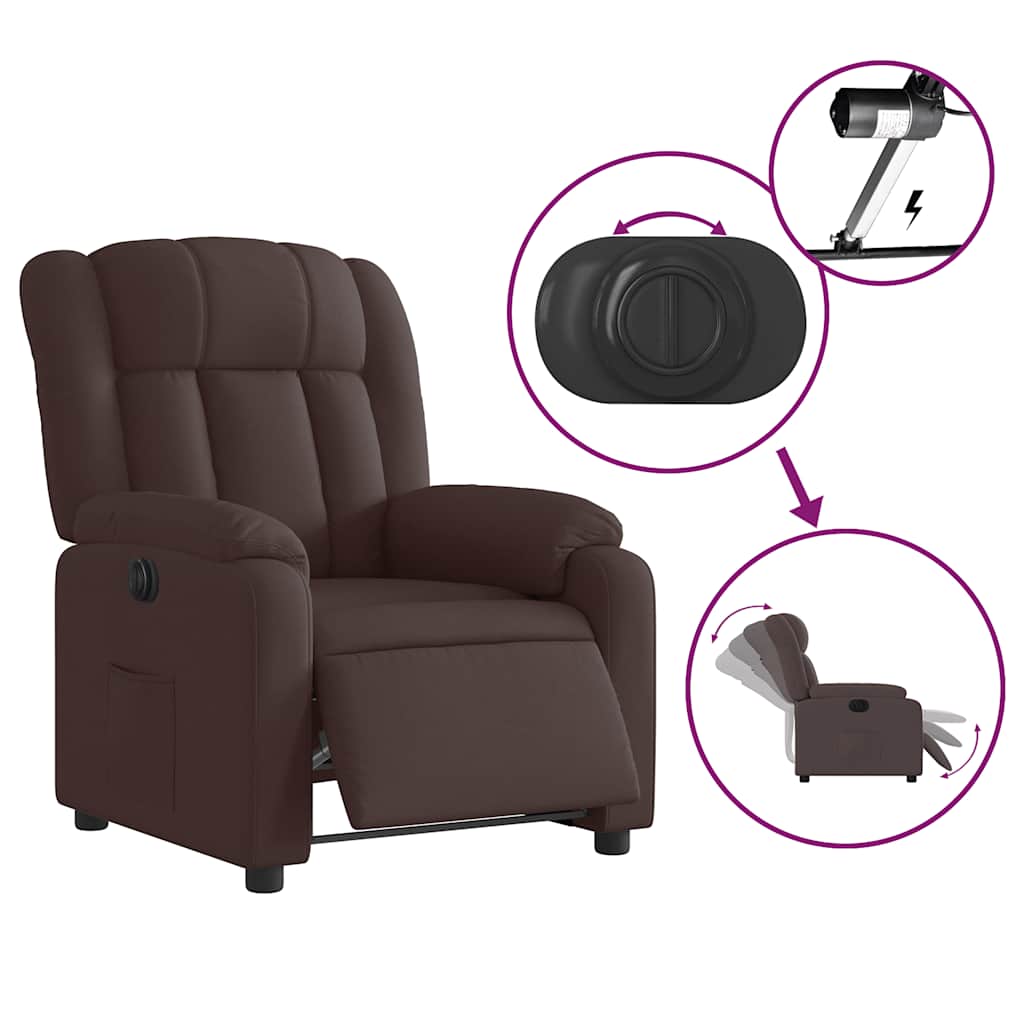 Poltrona Elettrica Reclinabile Marrone Scuro in Tessuto | homemem39