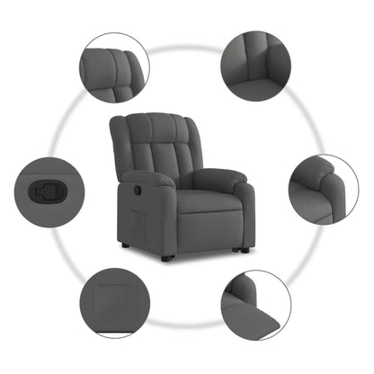 Poltrona Alzapersona Reclinabile Grigio Scuro in Tessuto | homemem39
