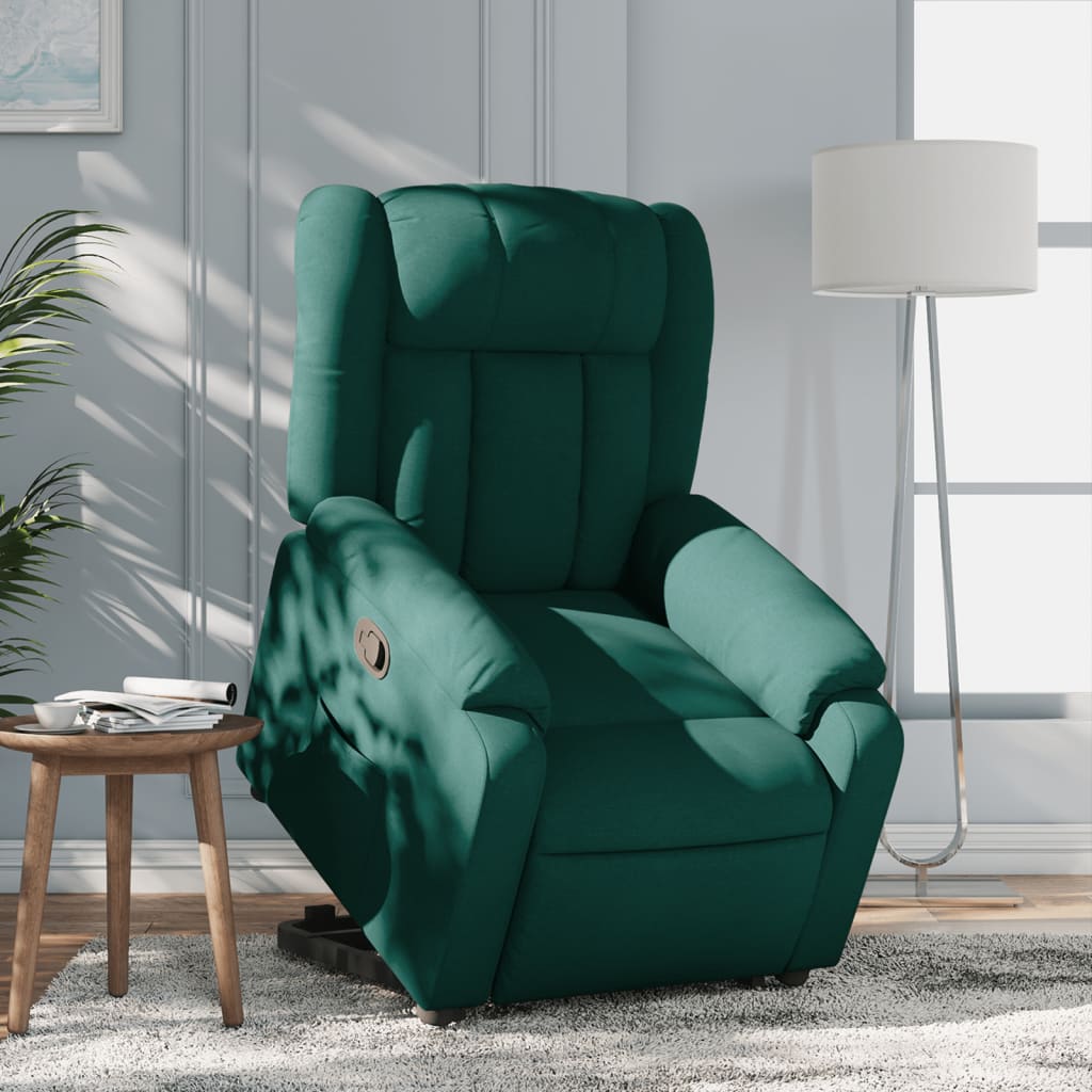 Poltrona Alzapersona Reclinabile Verde Scuro in Tessuto | homemem39