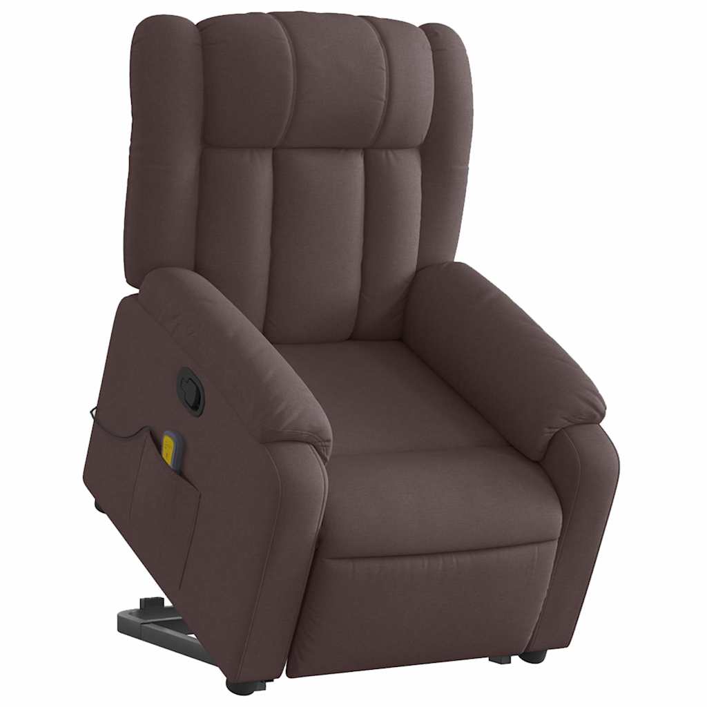 Poltrona Alzapersona Massaggi Reclinabile Marrone Scuro Tessuto | homemem39