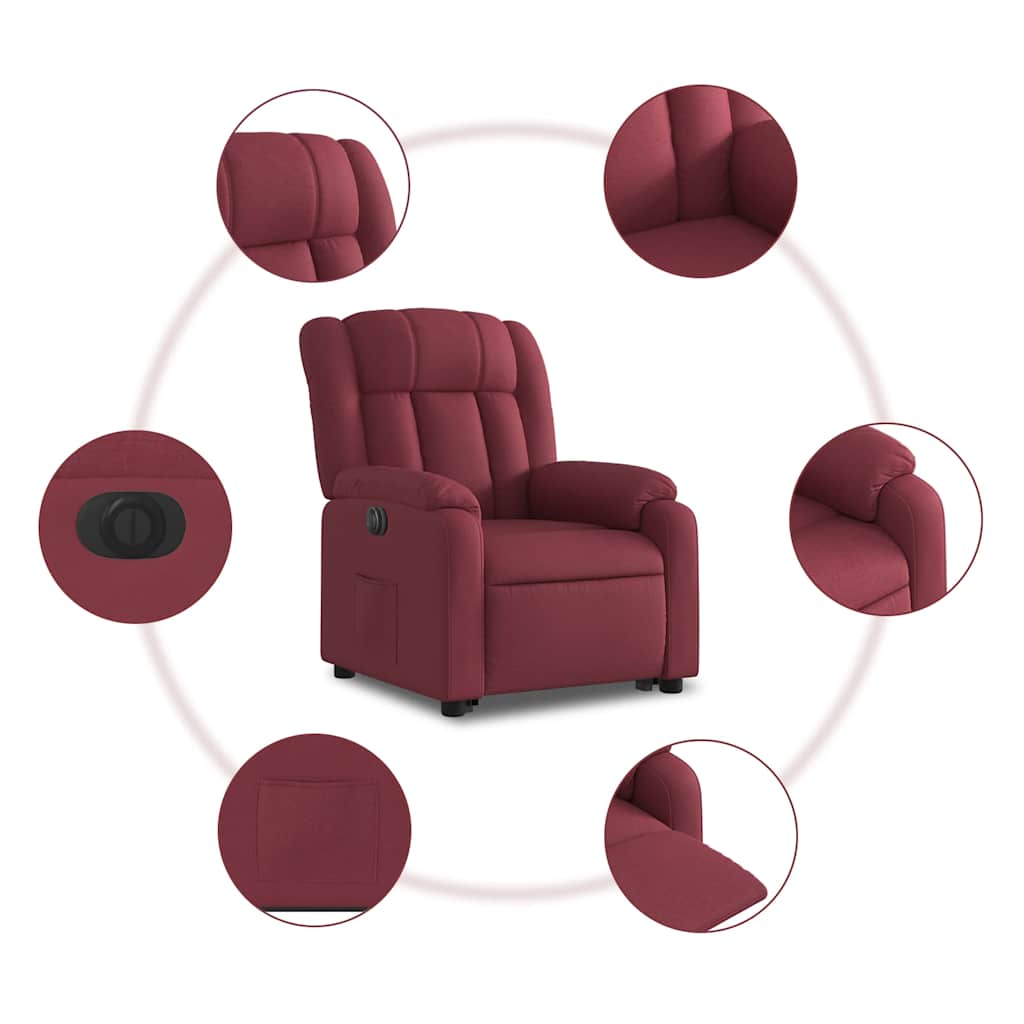 Poltrona Alzapersona Reclinabile Elettrica Rosso Vino Tessuto | homemem39