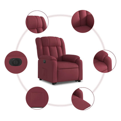Poltrona Alzapersona Reclinabile Elettrica Rosso Vino Tessuto | homemem39