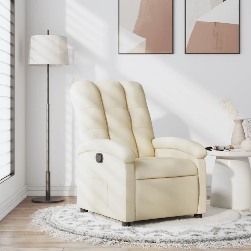 Poltrona reclinabile in tessuto color crema