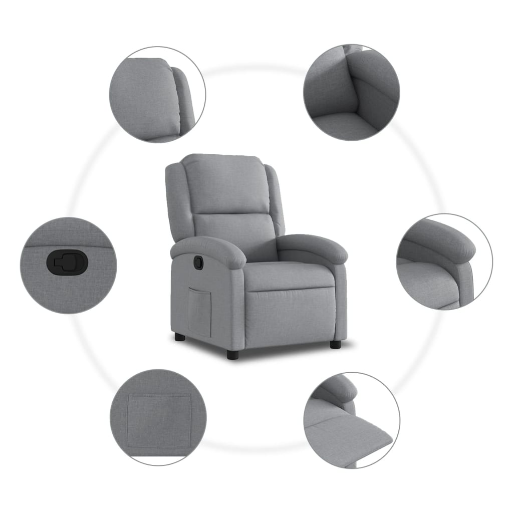 Poltrona reclinabile in Tessuto Grigio Chiaro | homemem39