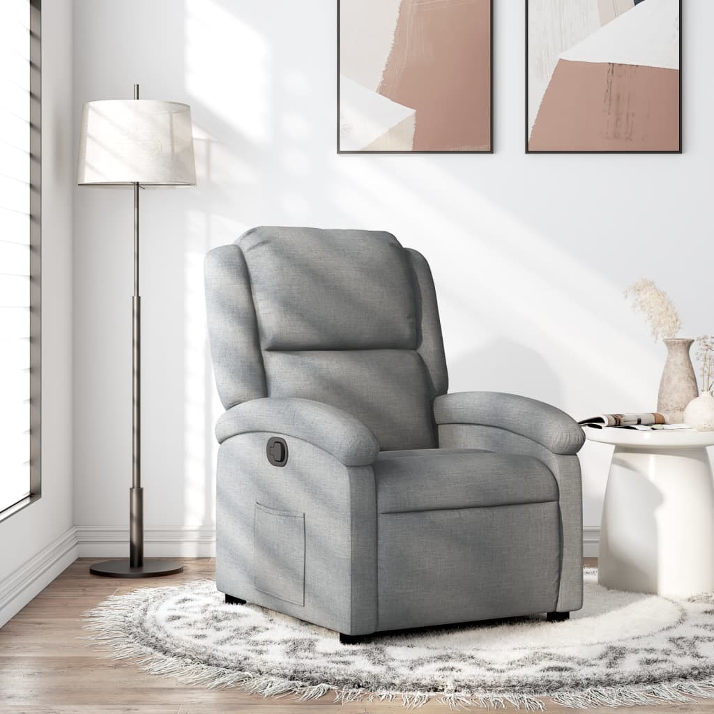 Poltrona reclinabile in Tessuto Grigio Chiaro | homemem39