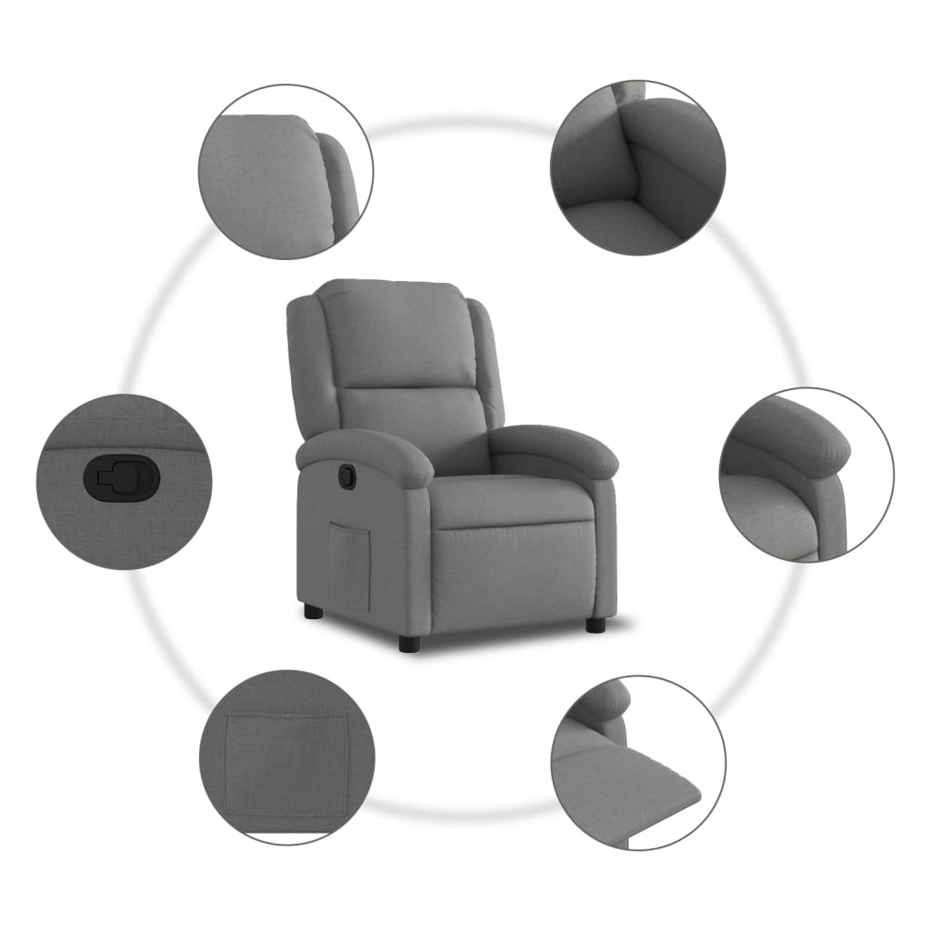 Poltrona reclinabile in Tessuto Grigio Scuro | homemem39