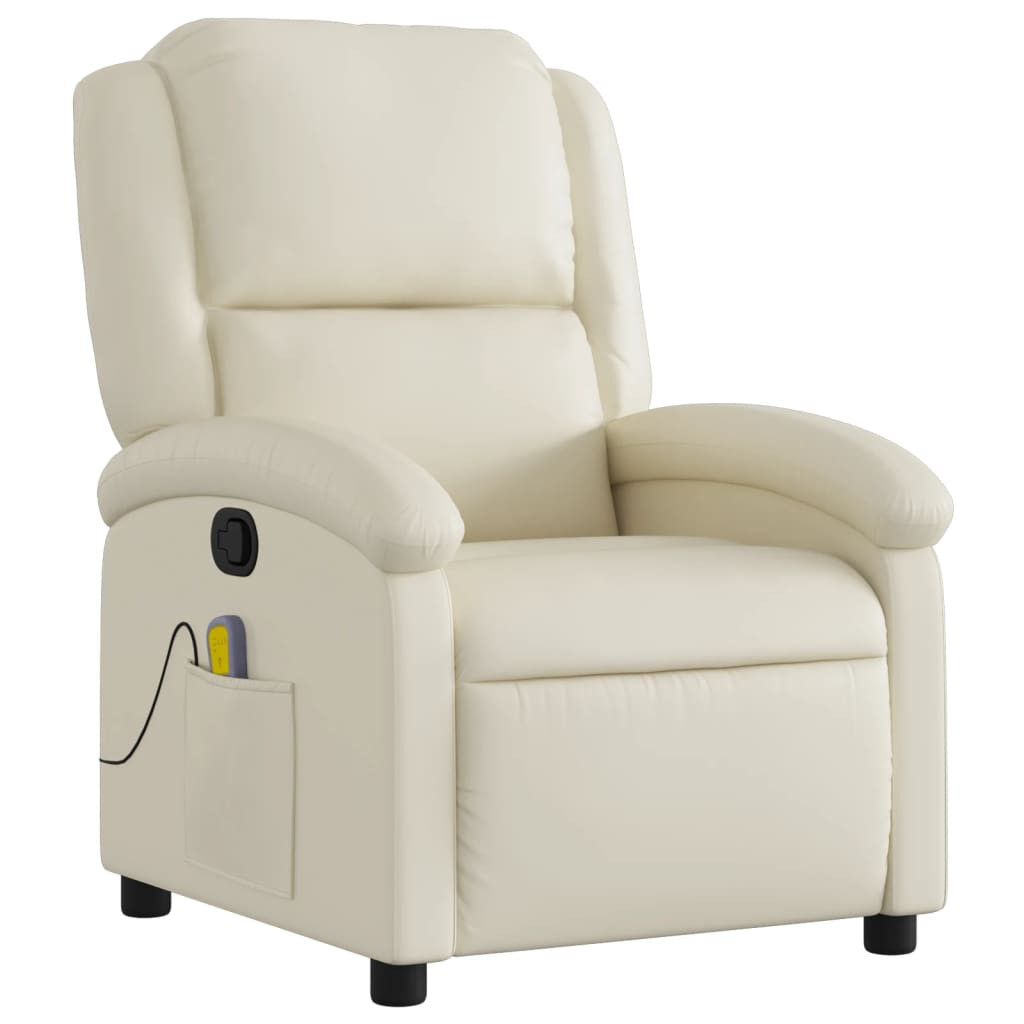 Poltrona reclinabile massaggiante in Similpelle Crema | homemem39