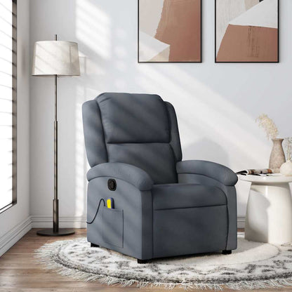 Poltrona reclinabile massaggiante in Velluto Grigio Scuro | homemem39