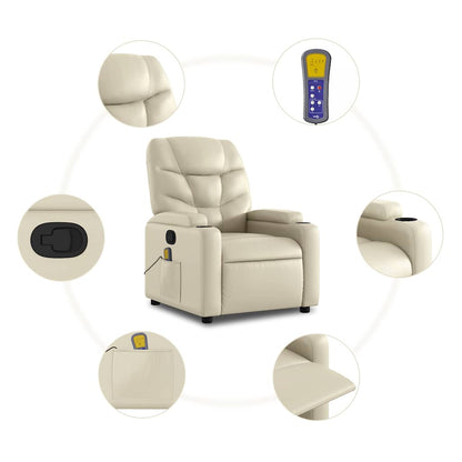 Poltrona reclinabile massaggiante in Similpelle Crema | homemem39