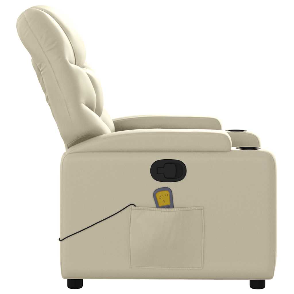 Poltrona reclinabile massaggiante in Similpelle Crema | homemem39