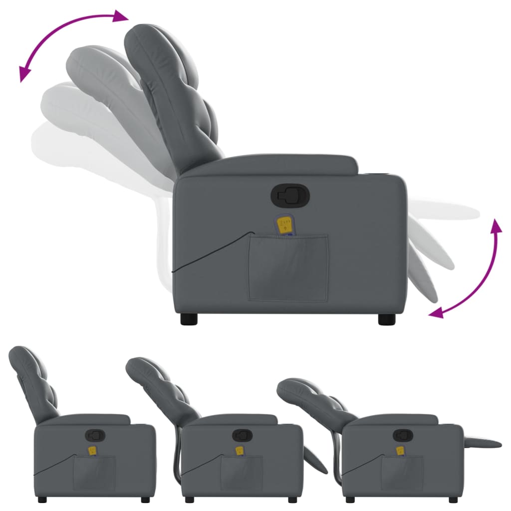 Poltrona reclinabile massaggiante in Similpelle Grigia | homemem39