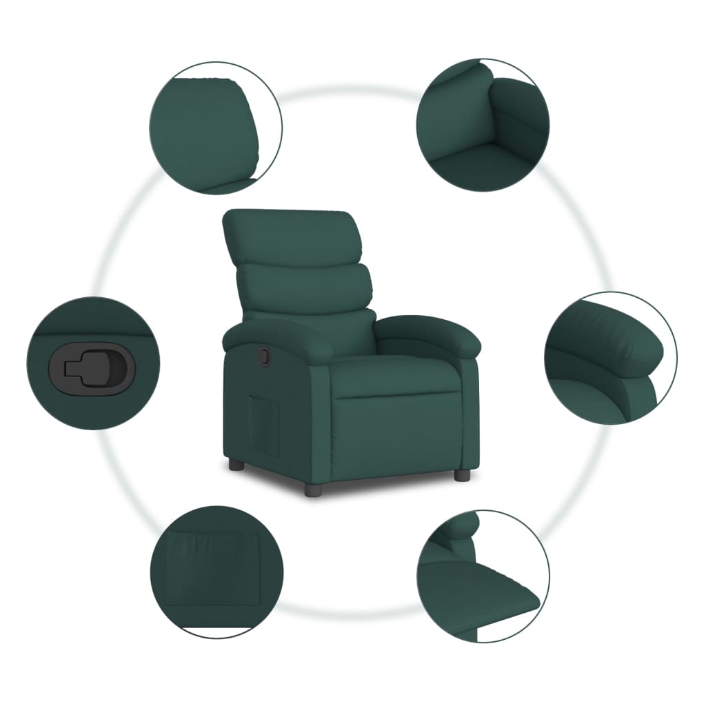 Poltrona reclinabile in Tessuto Verde Scuro | homemem39