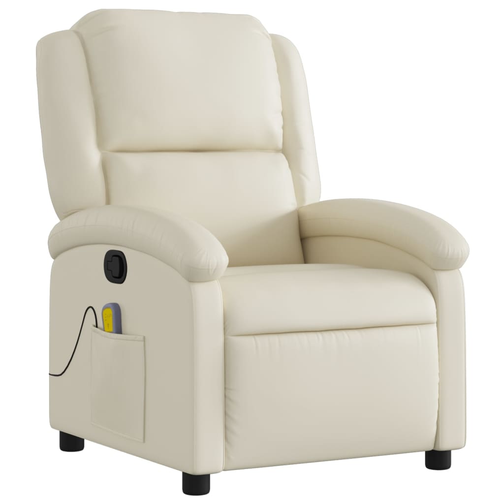 Poltrona reclinabile massaggiante in Similpelle Crema | homemem39