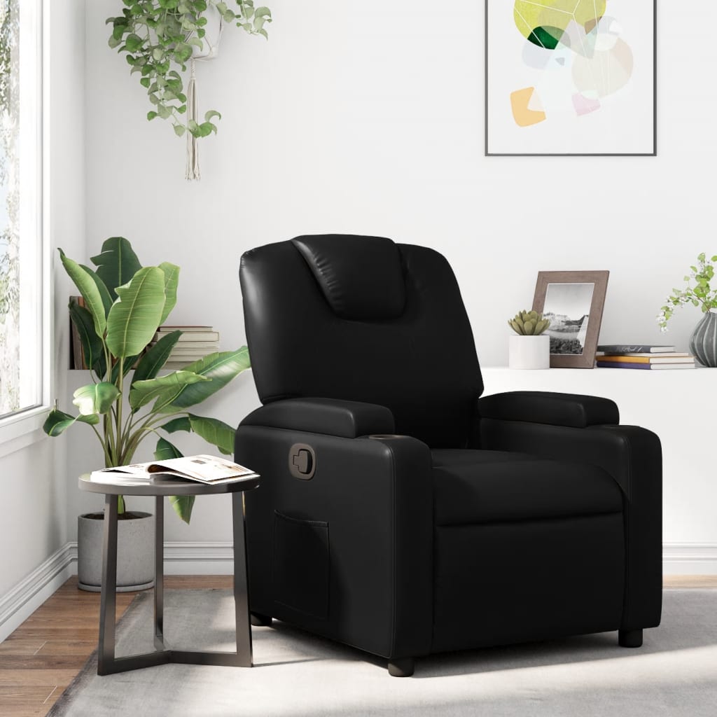 Poltrona reclinabile in Similpelle Nera | homemem39