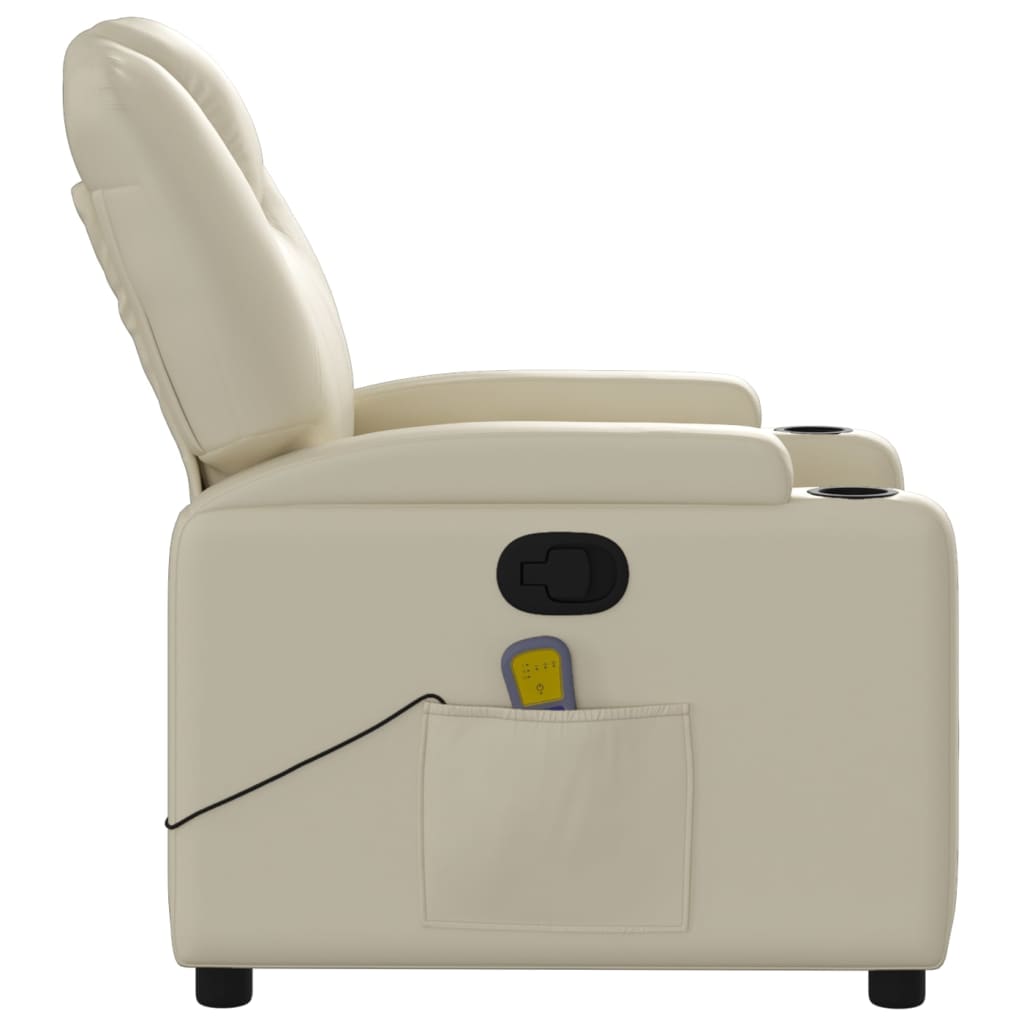 Poltrona reclinabile massaggiante in Similpelle Crema | homemem39