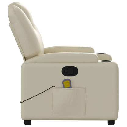 Poltrona reclinabile massaggiante in Similpelle Crema | homemem39