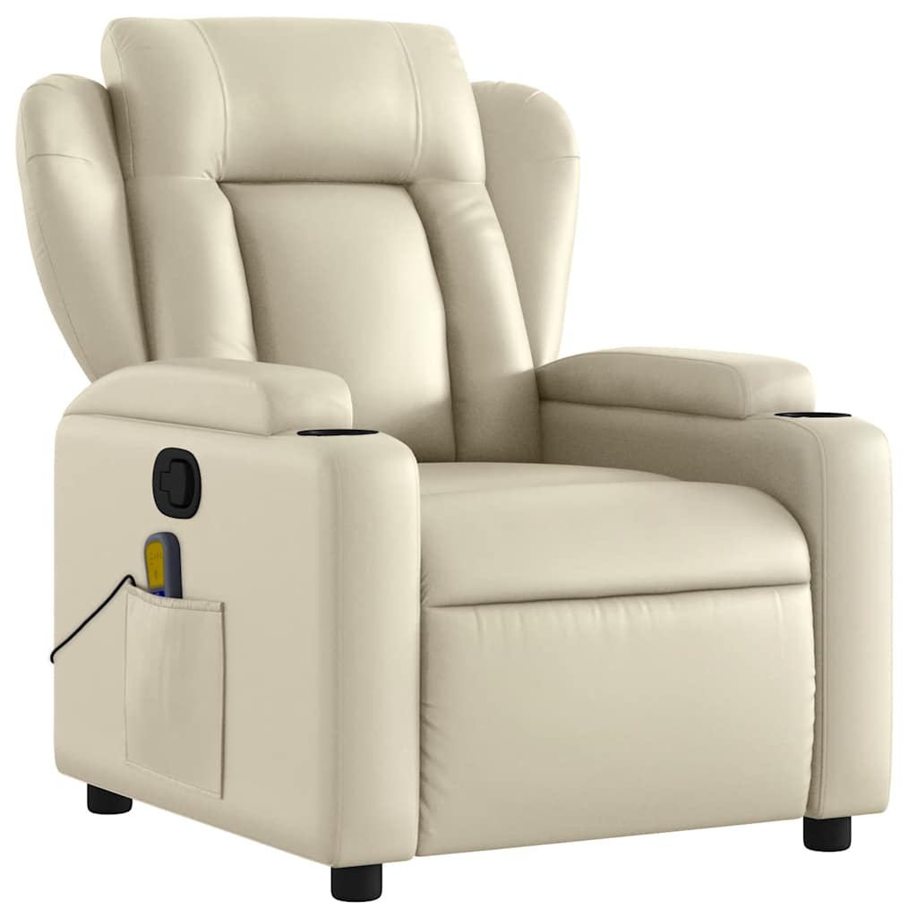 Poltrona reclinabile massaggiante in Similpelle Crema | homemem39