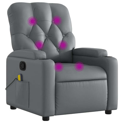 Poltrona reclinabile massaggiante in Similpelle Grigia | homemem39