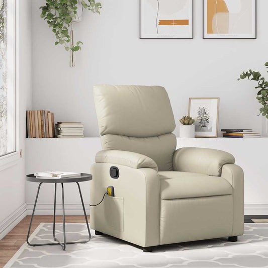 Poltrona reclinabile massaggiante in Similpelle Crema | homemem39