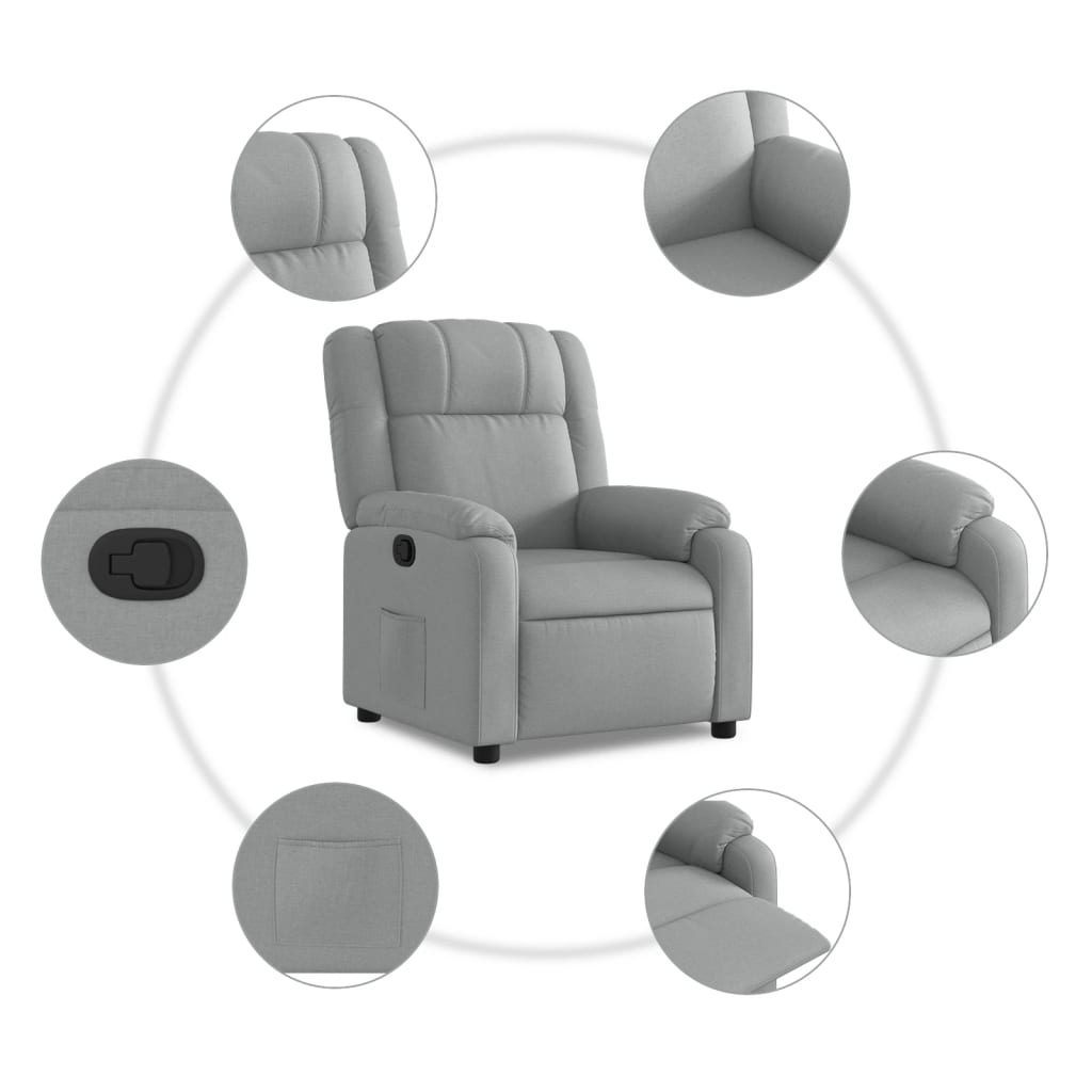 Poltrona reclinabile in Tessuto Grigio Chiaro | homemem39