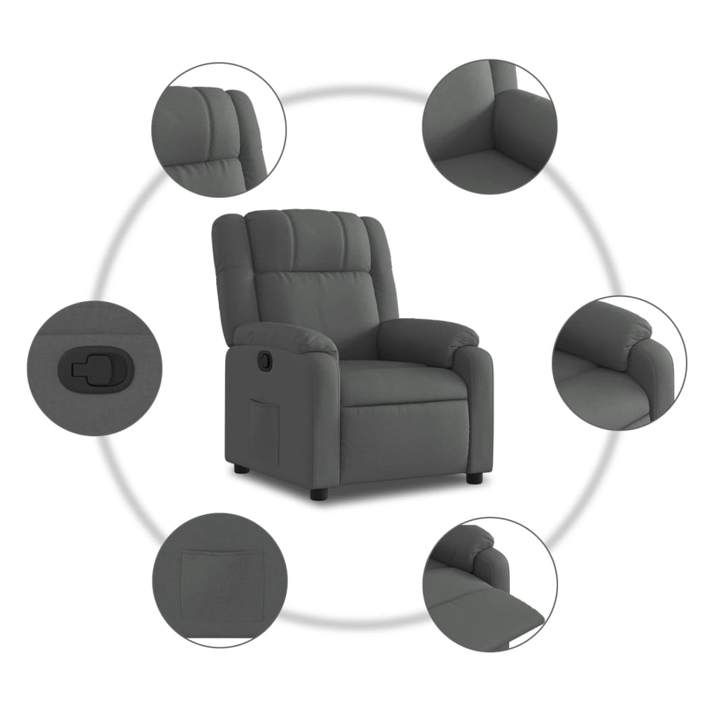 Poltrona reclinabile in Tessuto Grigio Scuro | homemem39